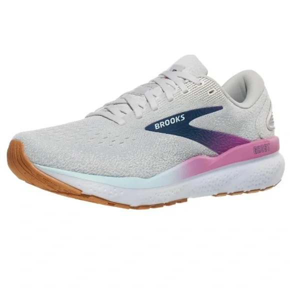 Brooks Ghost 16 Athletic Running Sneakers Shoes Womens 8 White/Grey/Blue/Pink - Picture 2 of 10